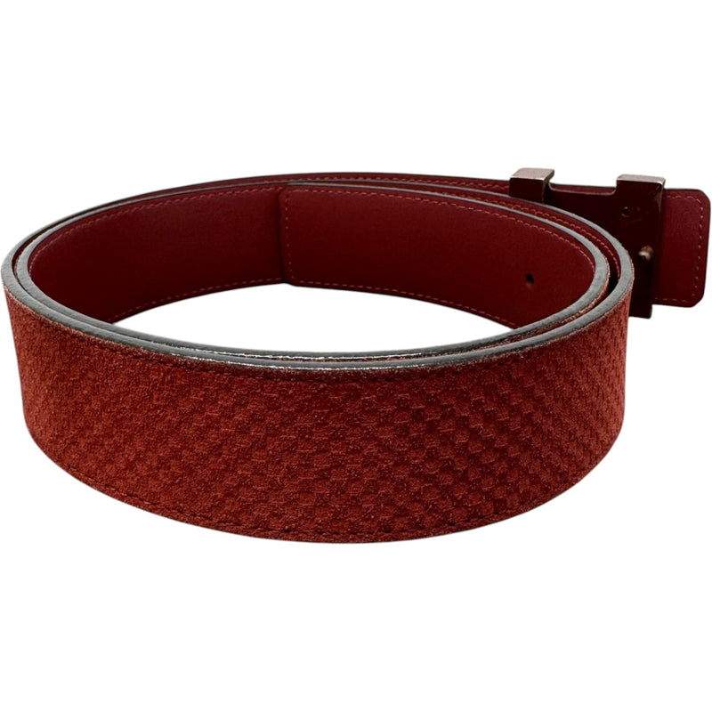 Men's LV Suede Belt Burgundy Size 38"