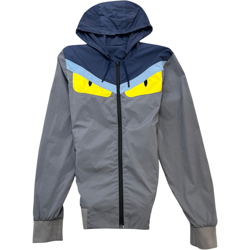 Men's Reversible Monster Eyes Windbreaker Grey Size S