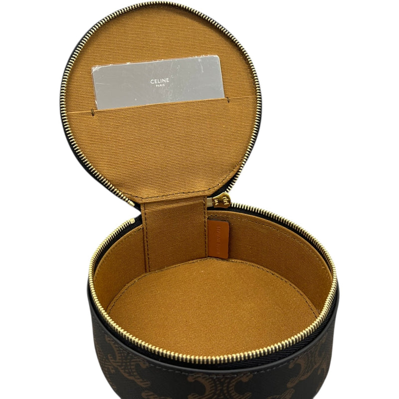 Women's Triomphe Canvas Zipped Round Case Purse Brown
