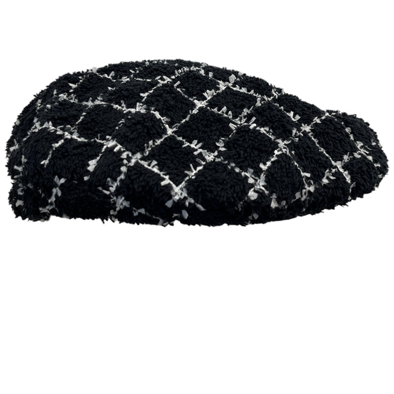 Women's Tweed Beret Hat Black Size M