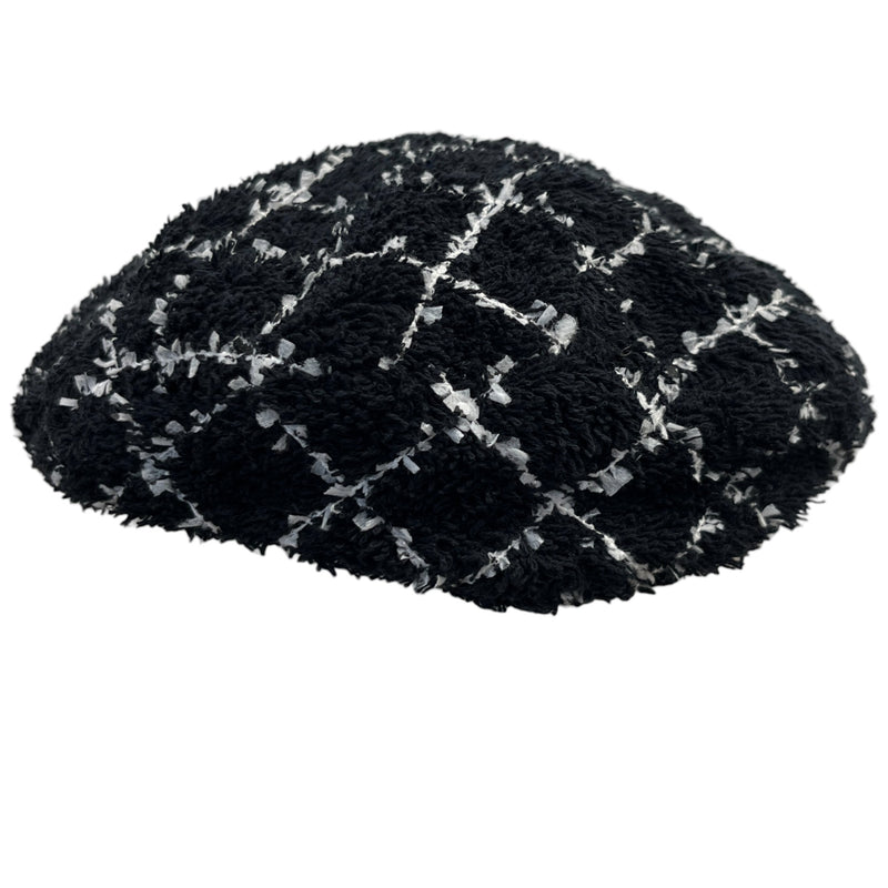 Women's Tweed Beret Hat Black Size M