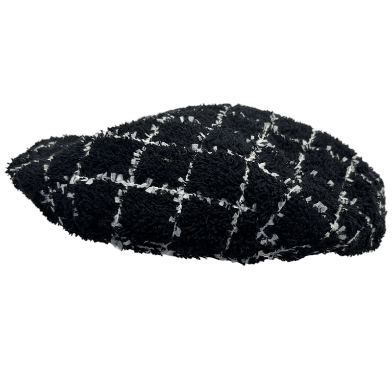 Women's Tweed Beret Hat Black Size M