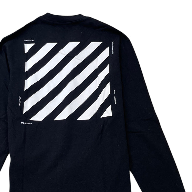 Men's Diag Skate Pocket Long Sleeve T-Shirt Black Size XS