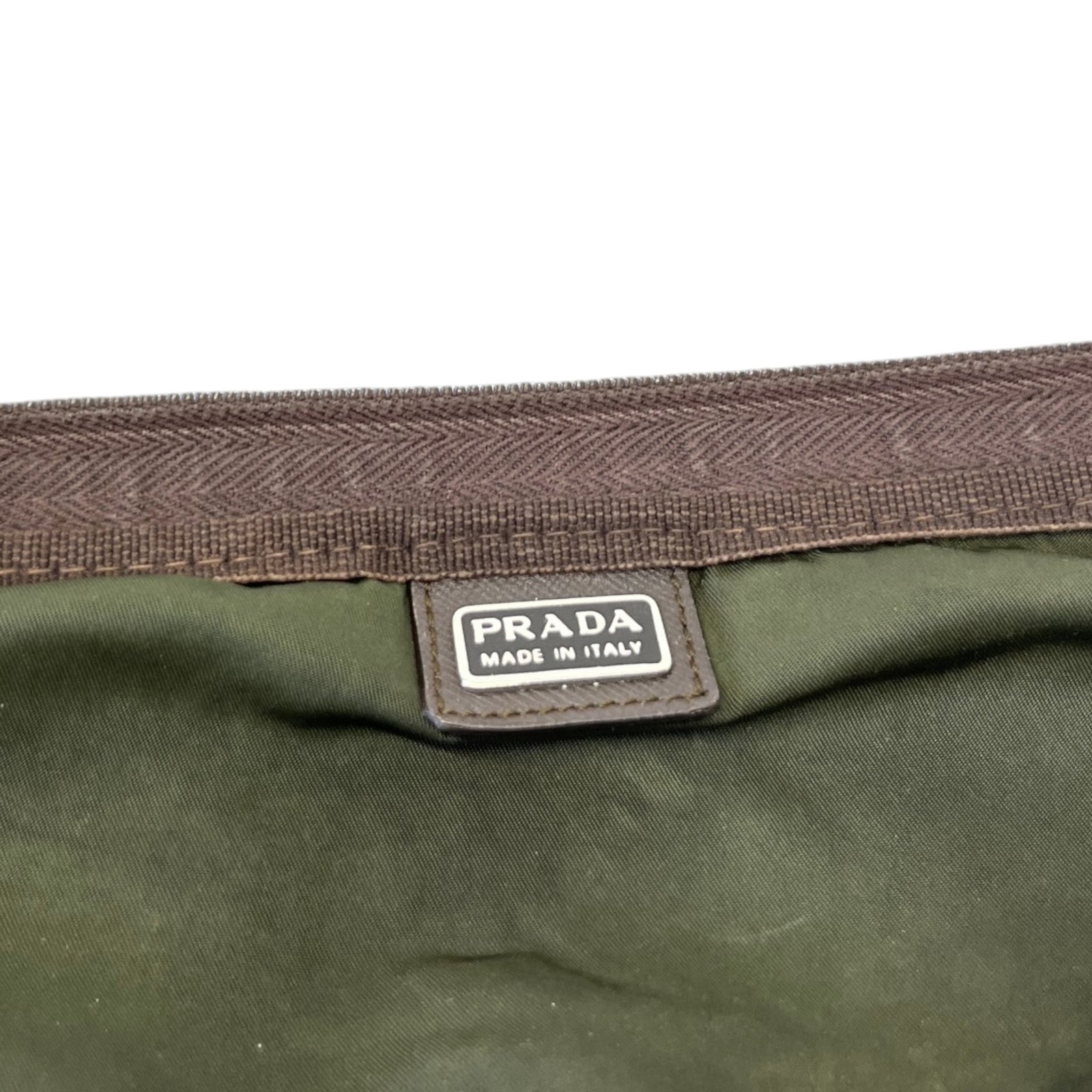 Men's Nylon Triangle Logo Toiletry Bag Khaki - Photo 8