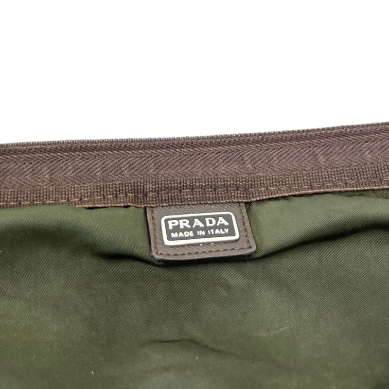 Men's Nylon Triangle Logo Toiletry Bag Khaki