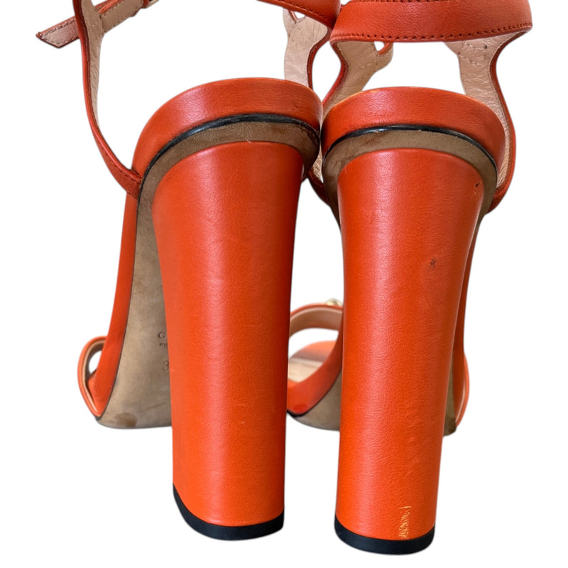 Gucci Women's Horsebit block heel Sandals Orange Size 5.5
