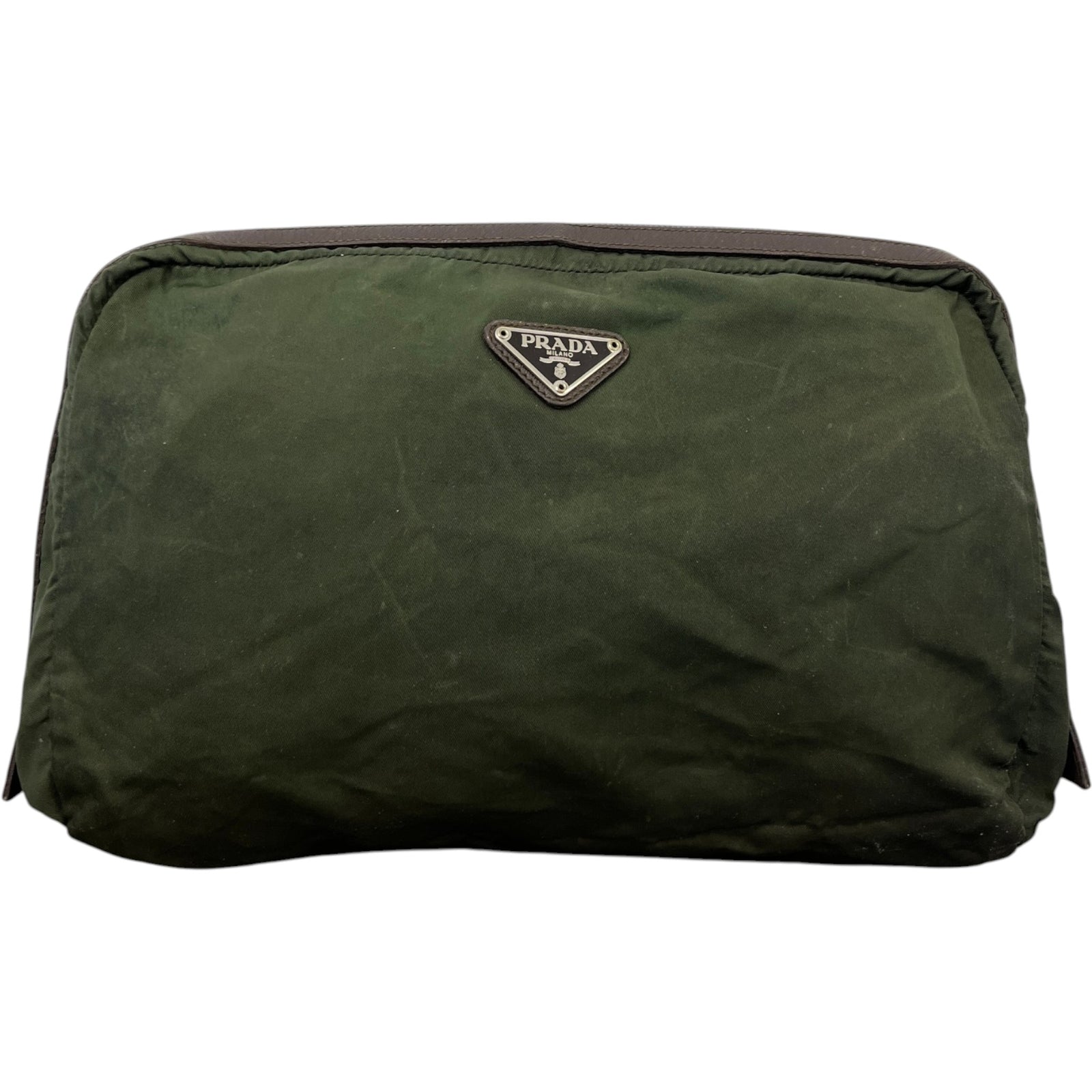 Men's Nylon Triangle Logo Toiletry Bag Khaki - Photo 1