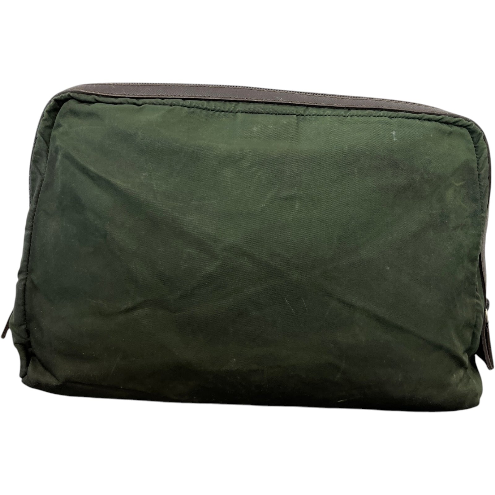 Men's Nylon Triangle Logo Toiletry Bag Khaki - Photo 2