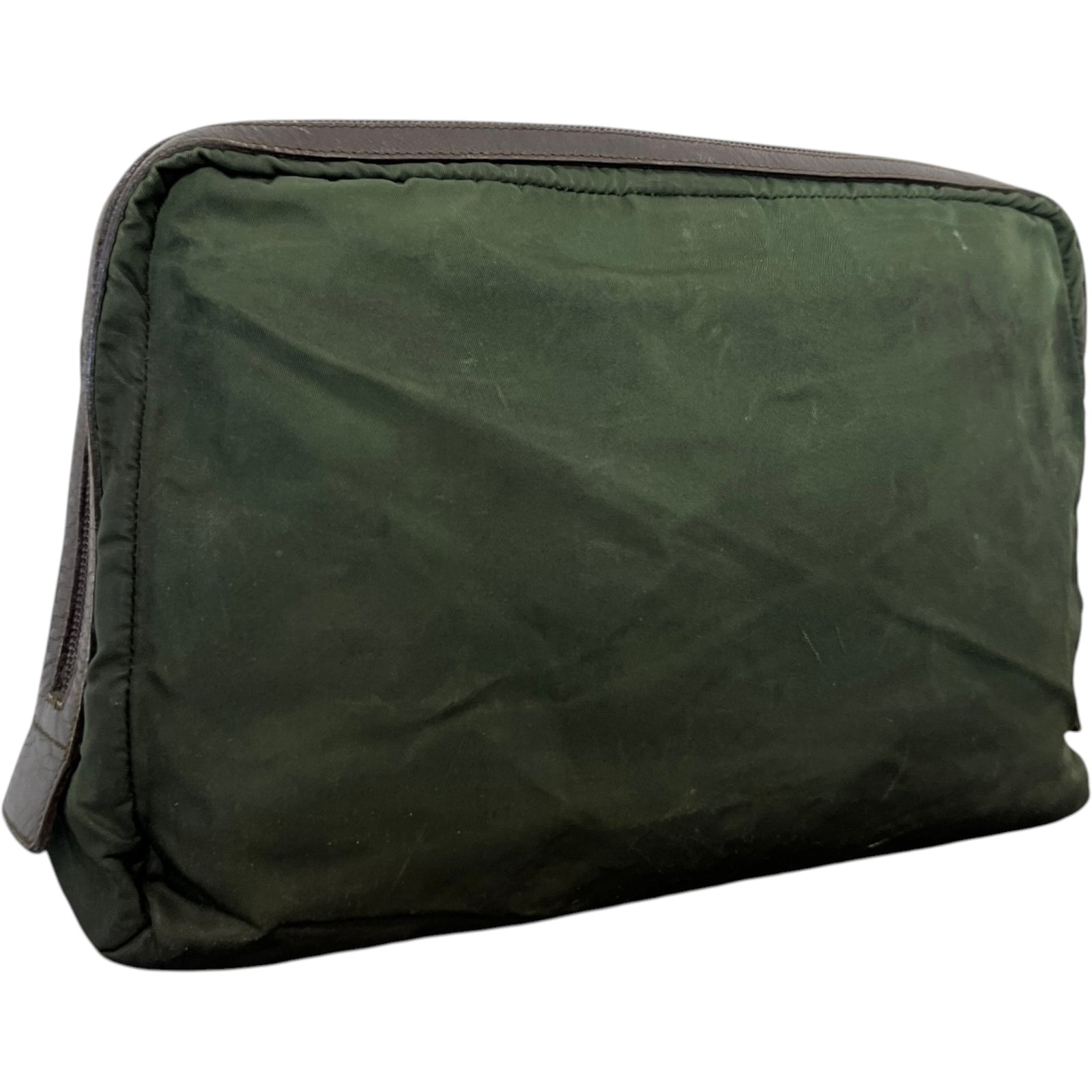 Men's Nylon Triangle Logo Toiletry Bag Khaki - Photo 5