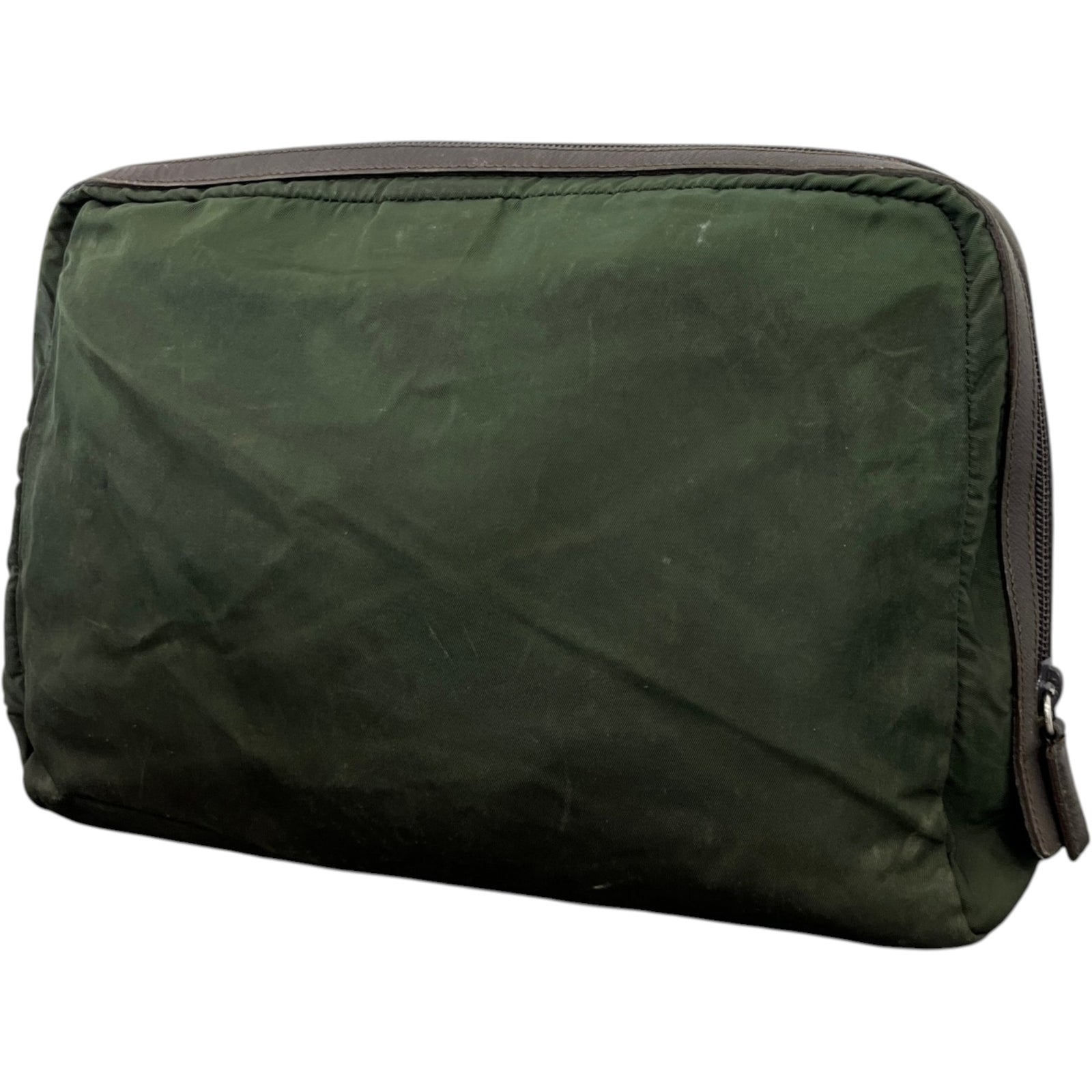 Men's Nylon Triangle Logo Toiletry Bag Khaki - Photo 6