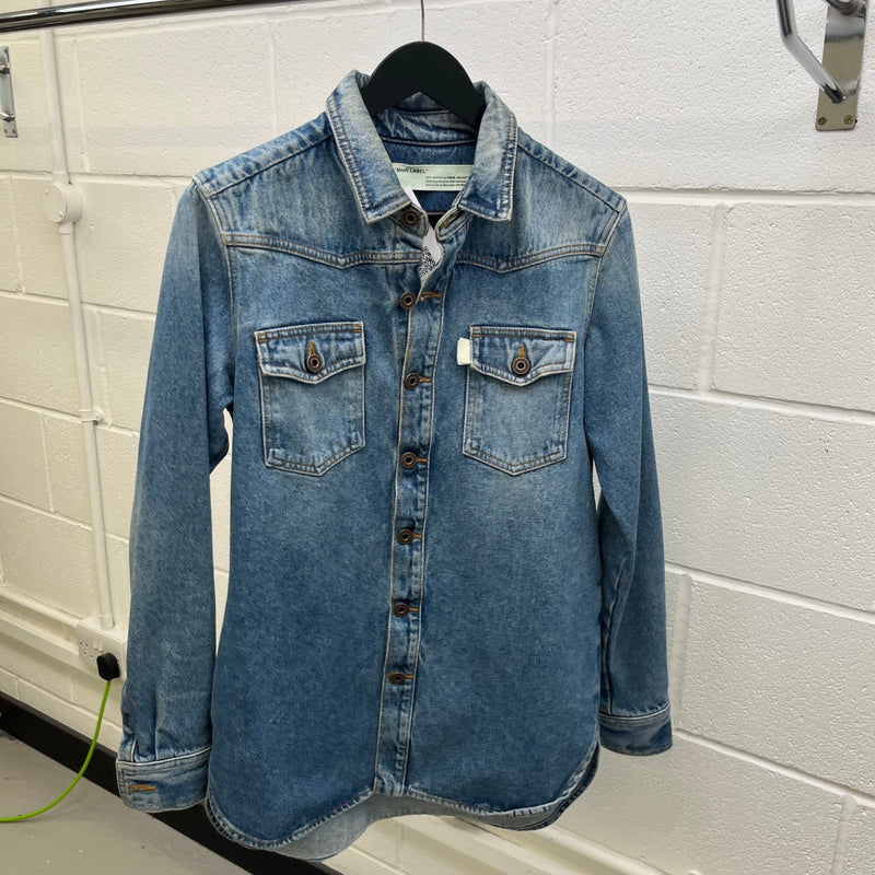 Men's Spray Painted Logo Jacket Blue Size XS