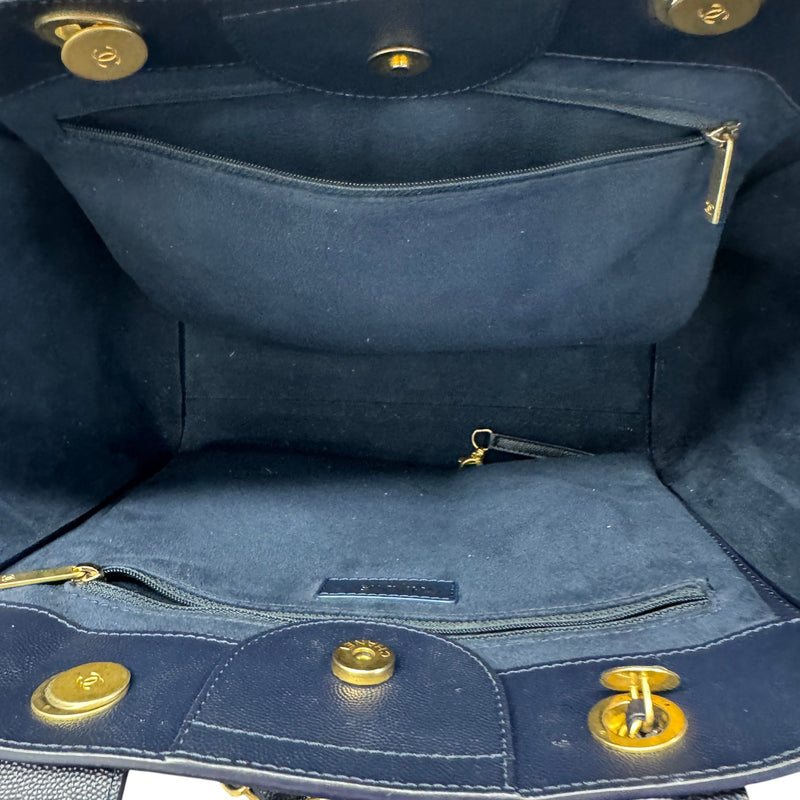 Women's Small Studded Deauville Tote Handbag Navy