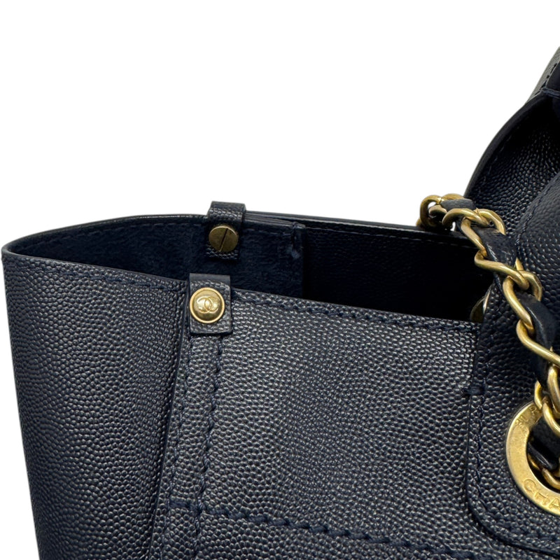 Women's Small Studded Deauville Tote Handbag Navy