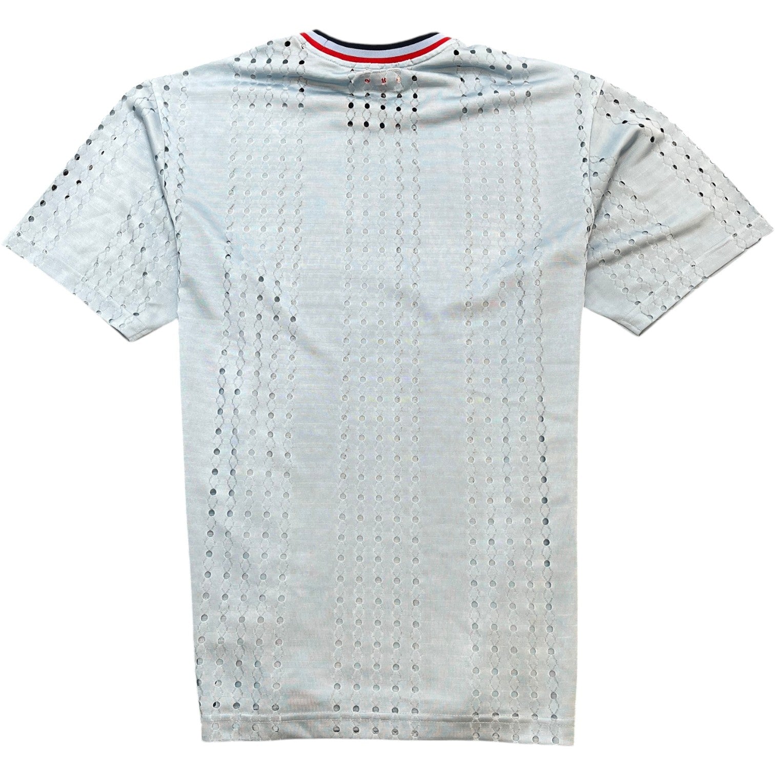 Men's Crochet Football Jersey Polo Shirt Blue Size S - Photo 2