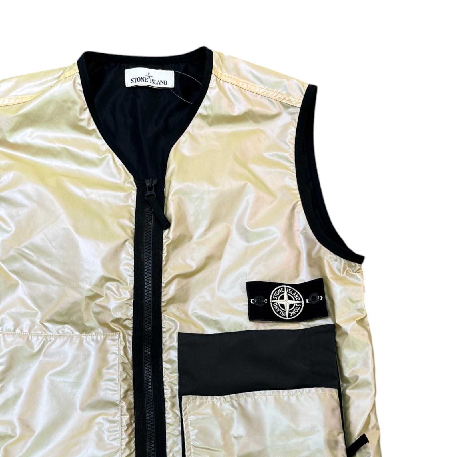 Men's Iridescent Coating Gilet Black Size M - Photo 3