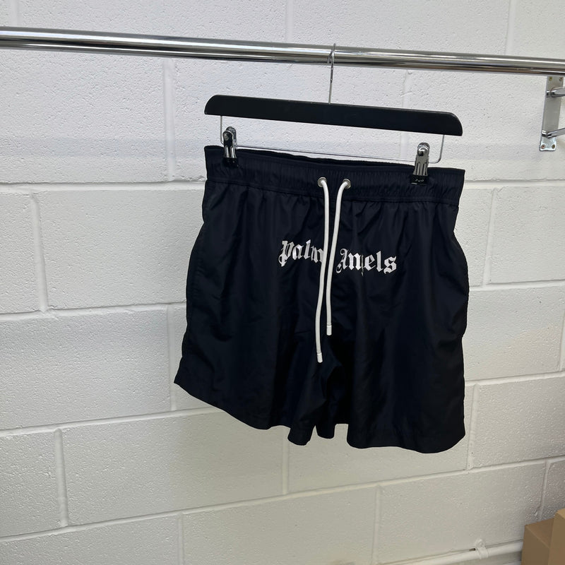 Men's Logo Print Swim Shorts Black Size M / W32