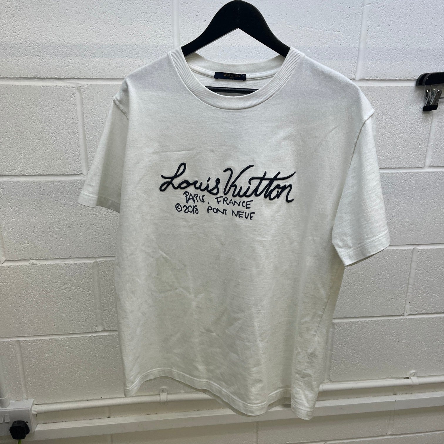 Men's Embroidered Logo T-Shirt White Size L - Photo 8