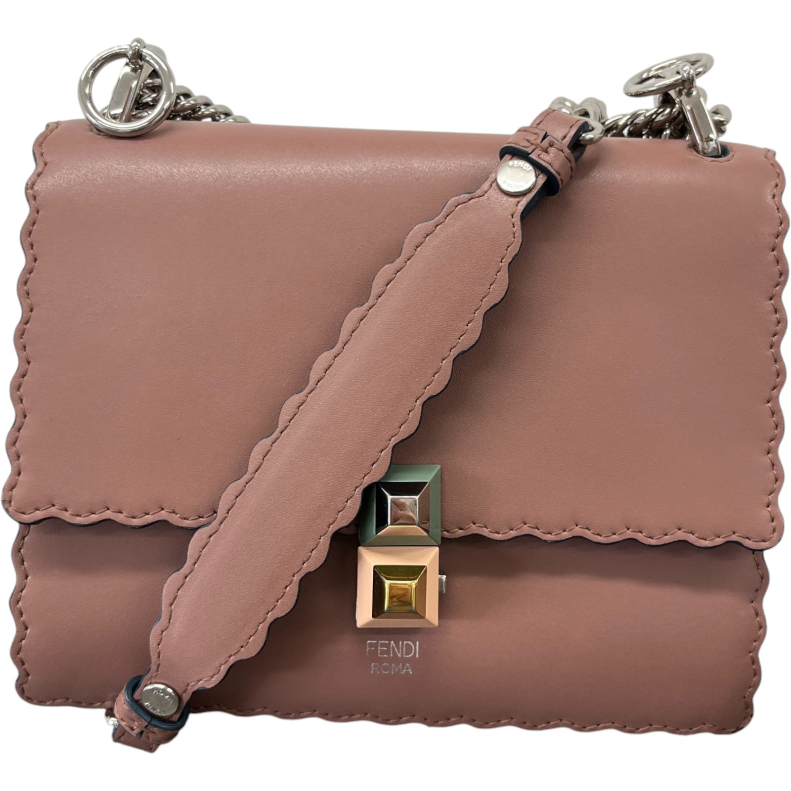 Women's Scalloped Studded Small Kan-I Bag Nude - Photo 1