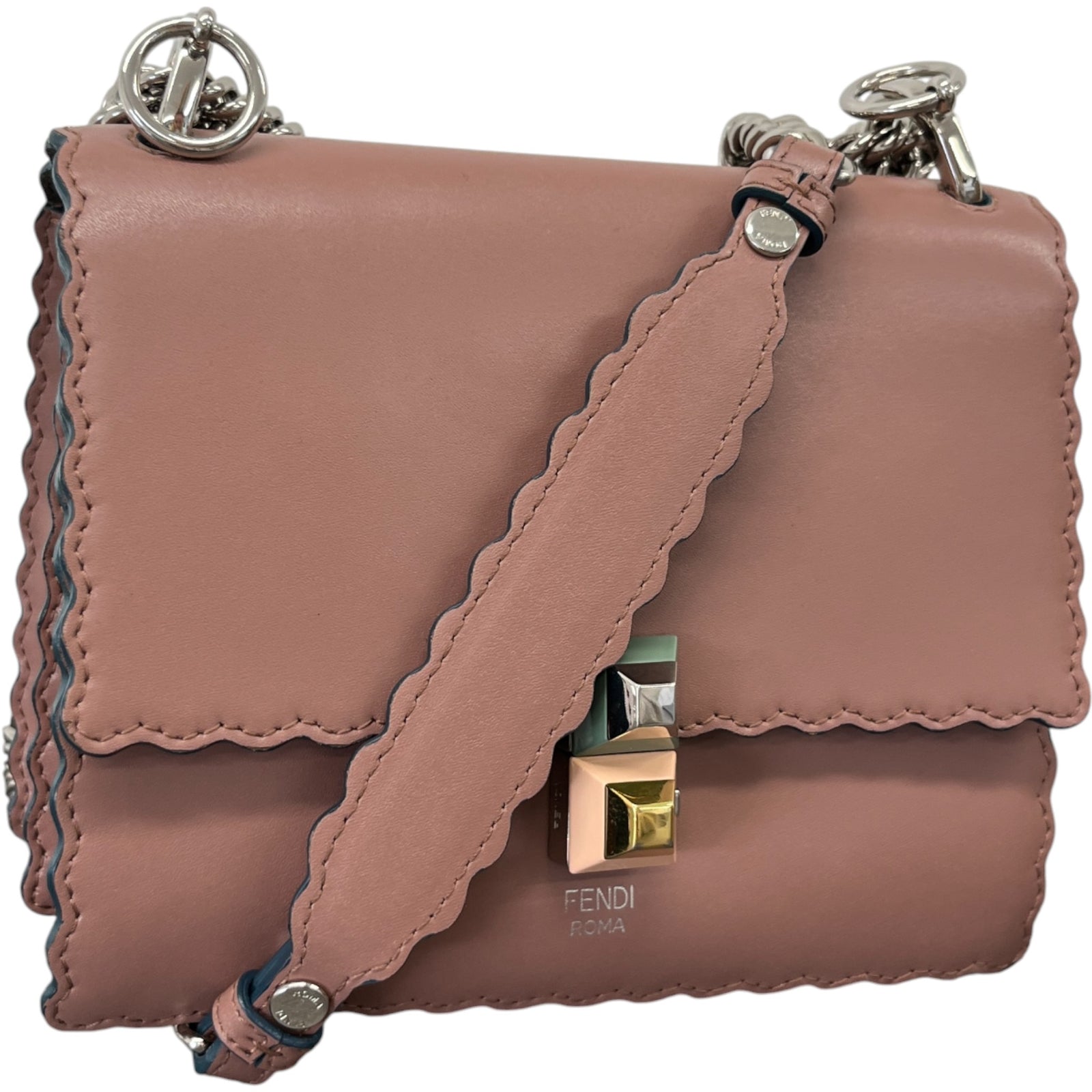 Women's Scalloped Studded Small Kan-I Bag Nude - Photo 4
