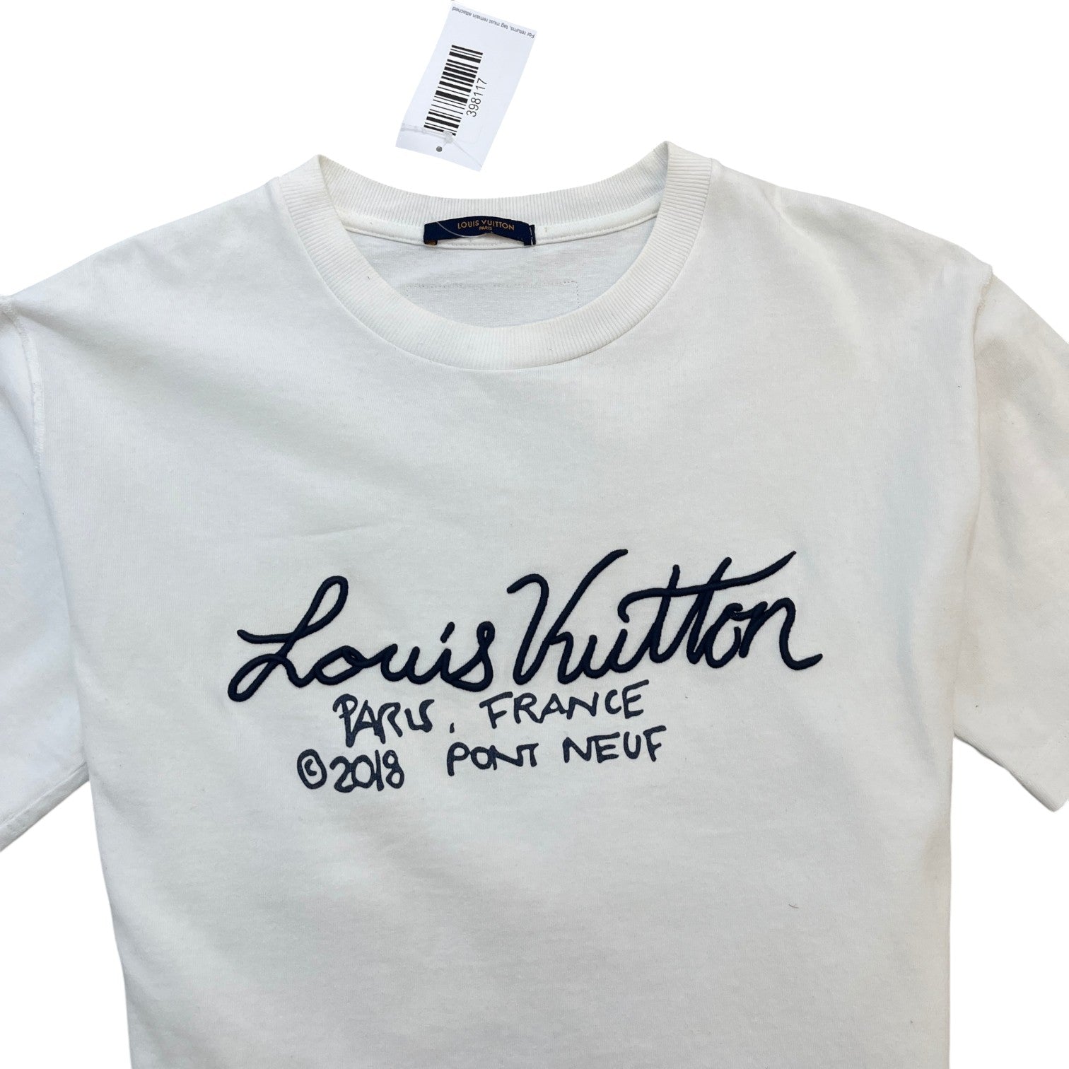 Men's Embroidered Logo T-Shirt White Size L - Photo 5