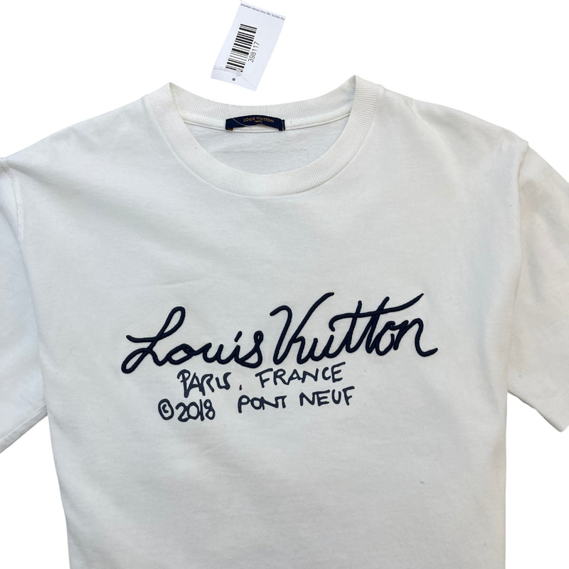 Men's Embroidered Logo T-Shirt White Size L