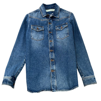 Men's Chevron Distressed Jacket Blue Size XS
