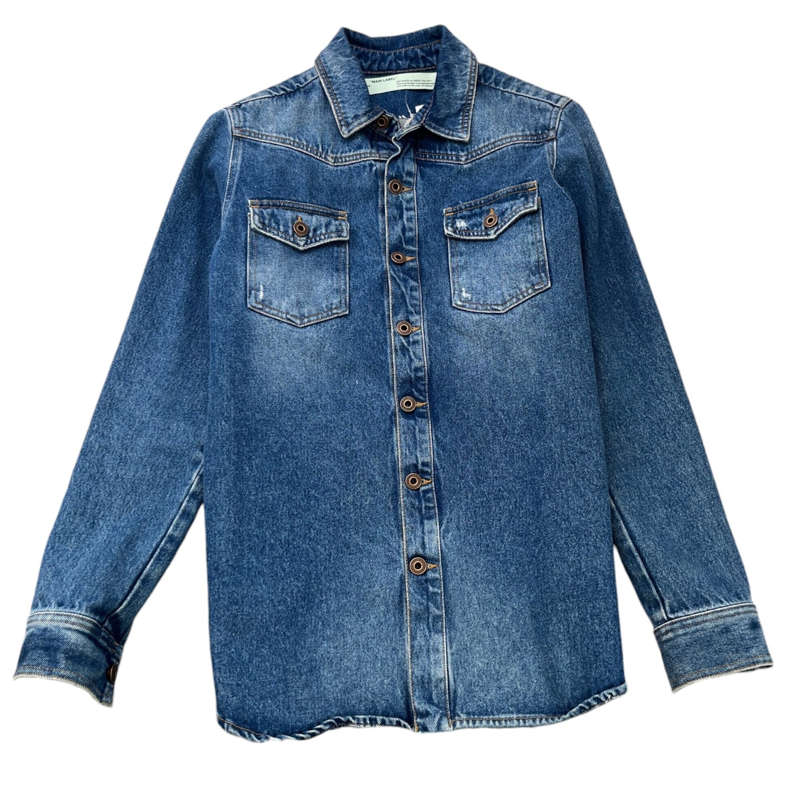 Men's Chevron Distressed Jacket Blue Size XS - Photo 1