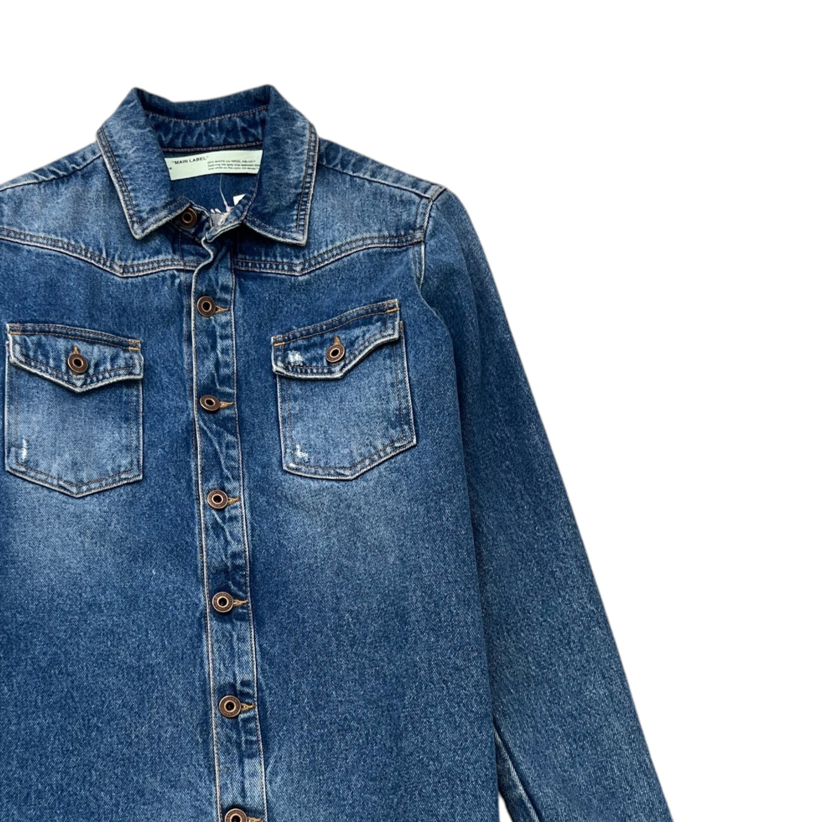 Men's Chevron Distressed Jacket Blue Size XS - Photo 3