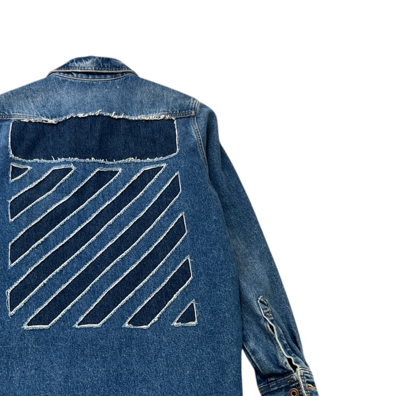 Men's Chevron Distressed Jacket Blue Size XS