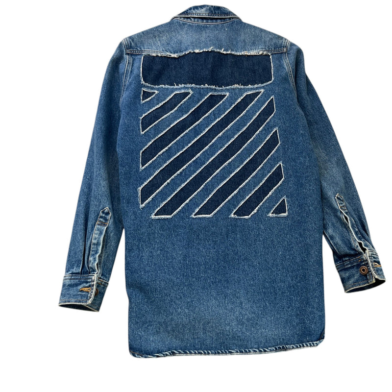 Men's Chevron Distressed Jacket Blue Size XS