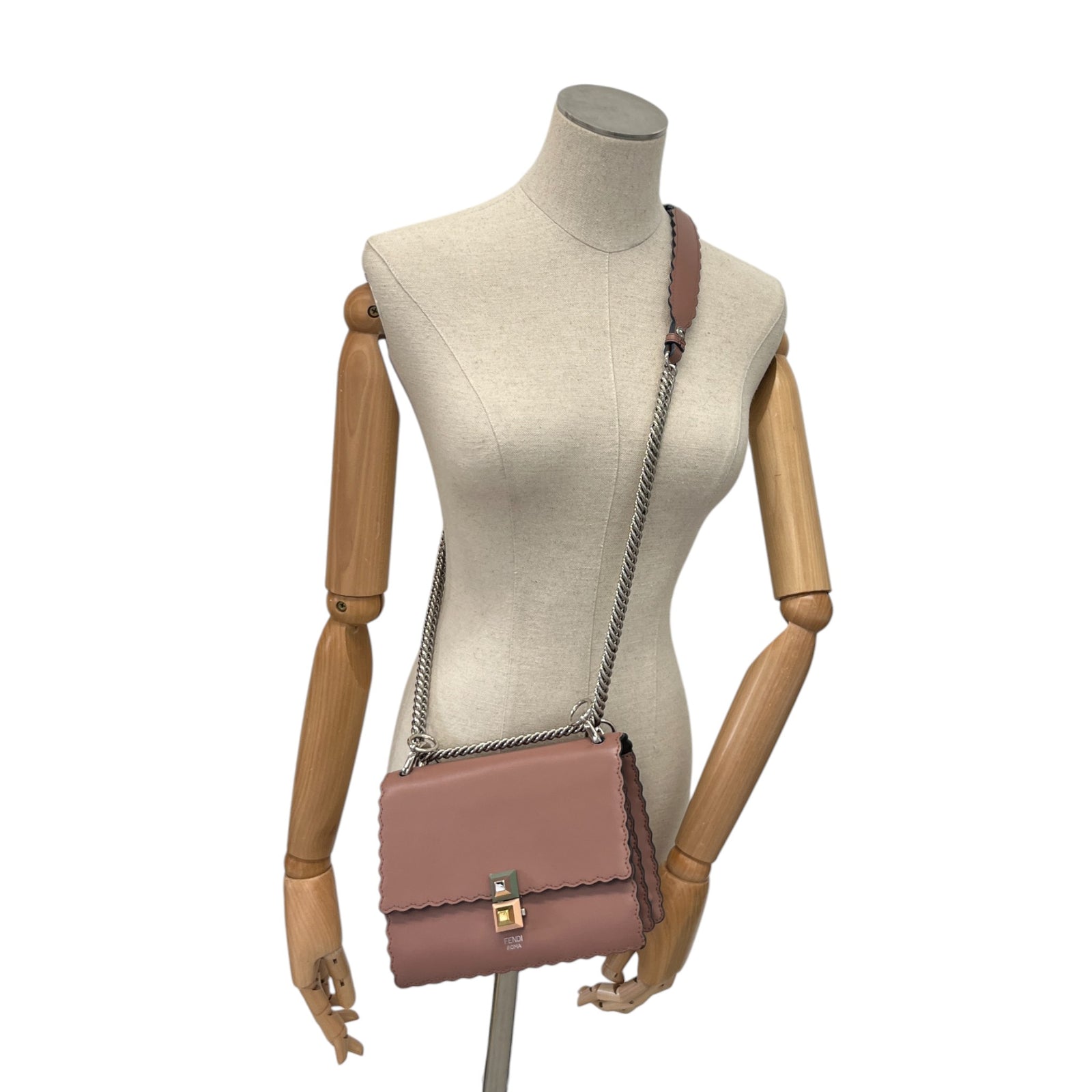Women's Scalloped Studded Small Kan-I Bag Nude - Photo 2