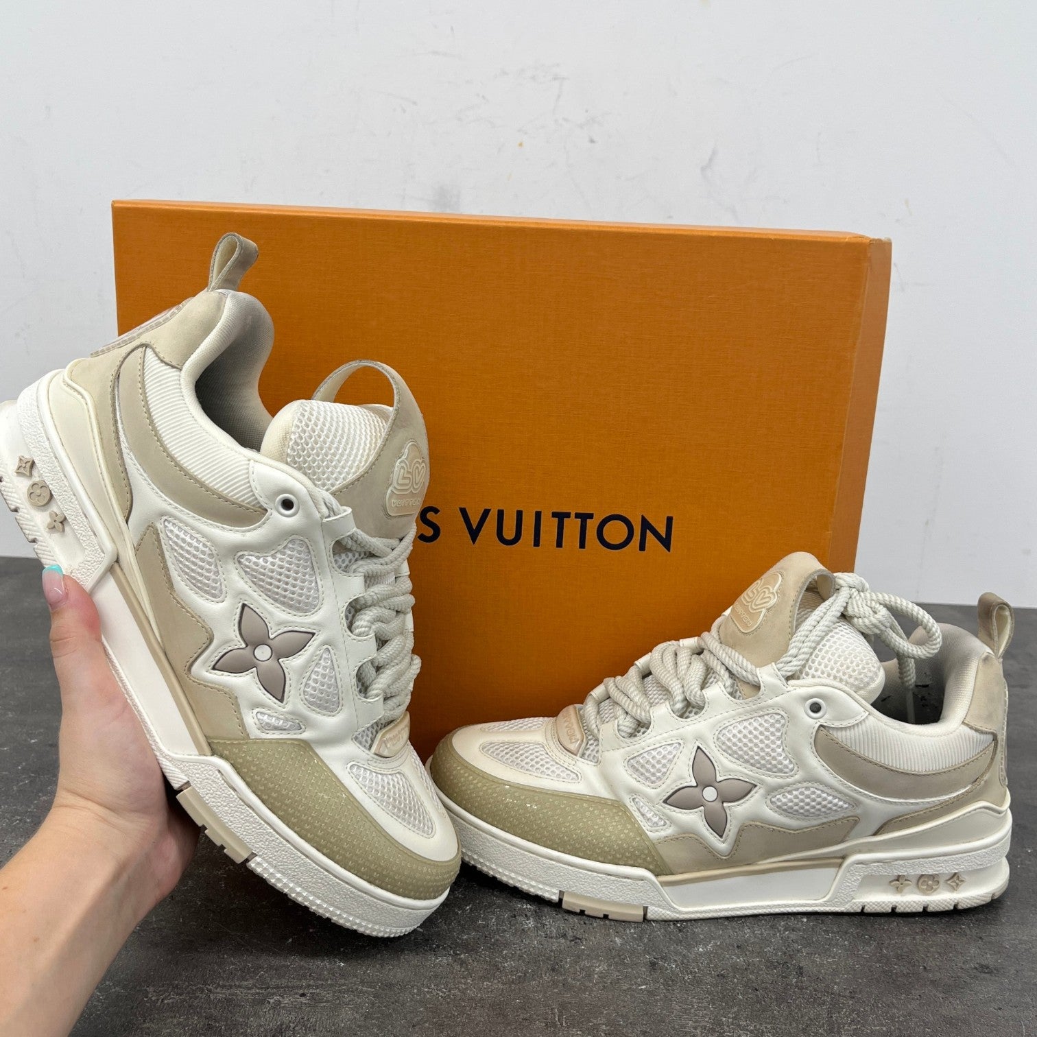 Men's Lv Skate Low Trainers Beige Size EU 42 / UK 8 - Photo 10
