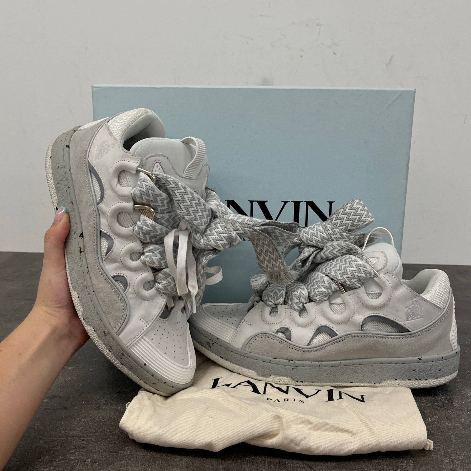Men's Oversized Curb Low Trainers Grey Size EU 43 / UK 9 - Photo 10