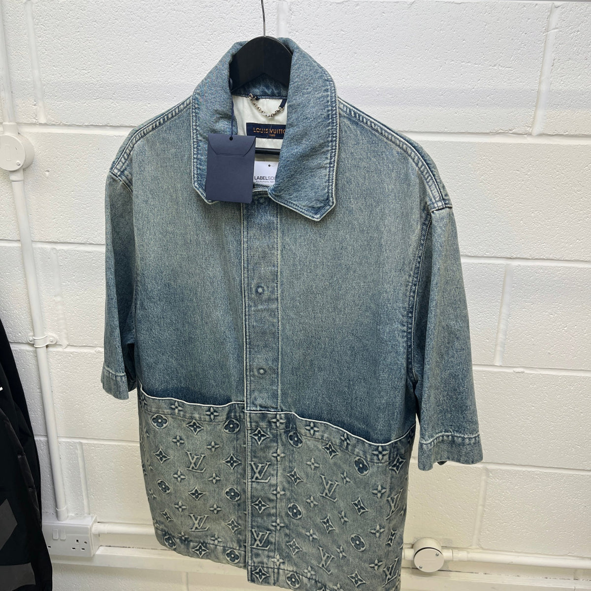 Men's Monogram Workwear Short Sleeve Shirt Blue Size L - Photo 7