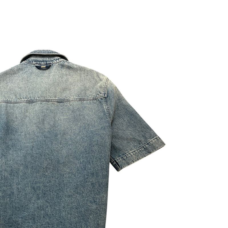 Men's Monogram Workwear Short Sleeve Shirt Blue Size L