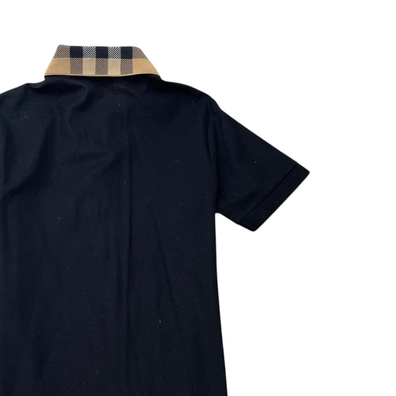 Men's Check Collar Polo Shirt Black Size S
