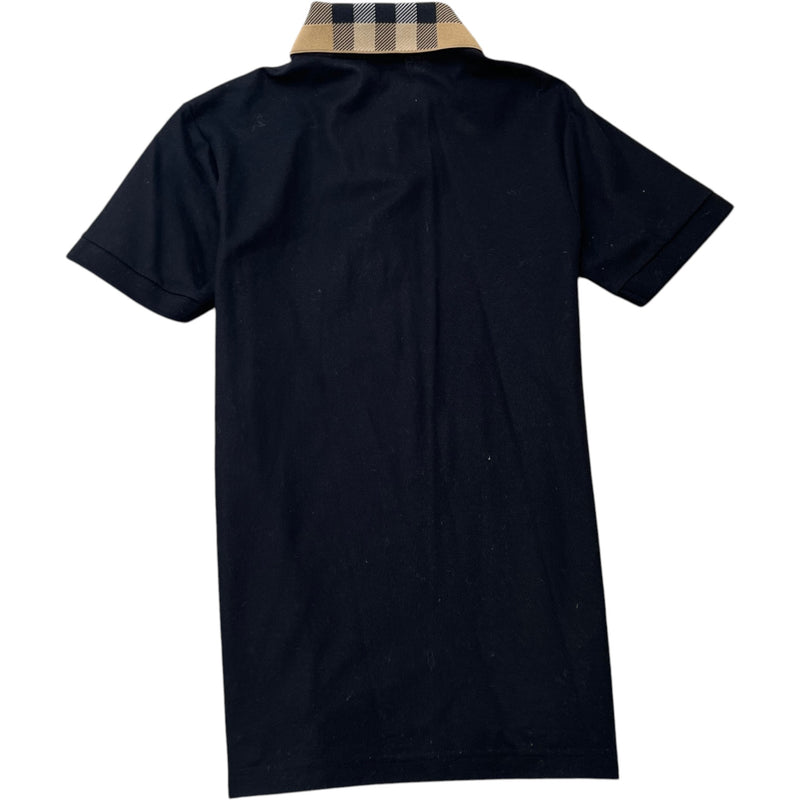 Men's Check Collar Polo Shirt Black Size S