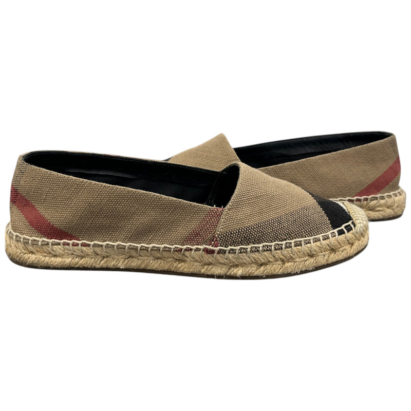 Burberry Women's House Check Hodgeson Espadrilles Beige Size 3