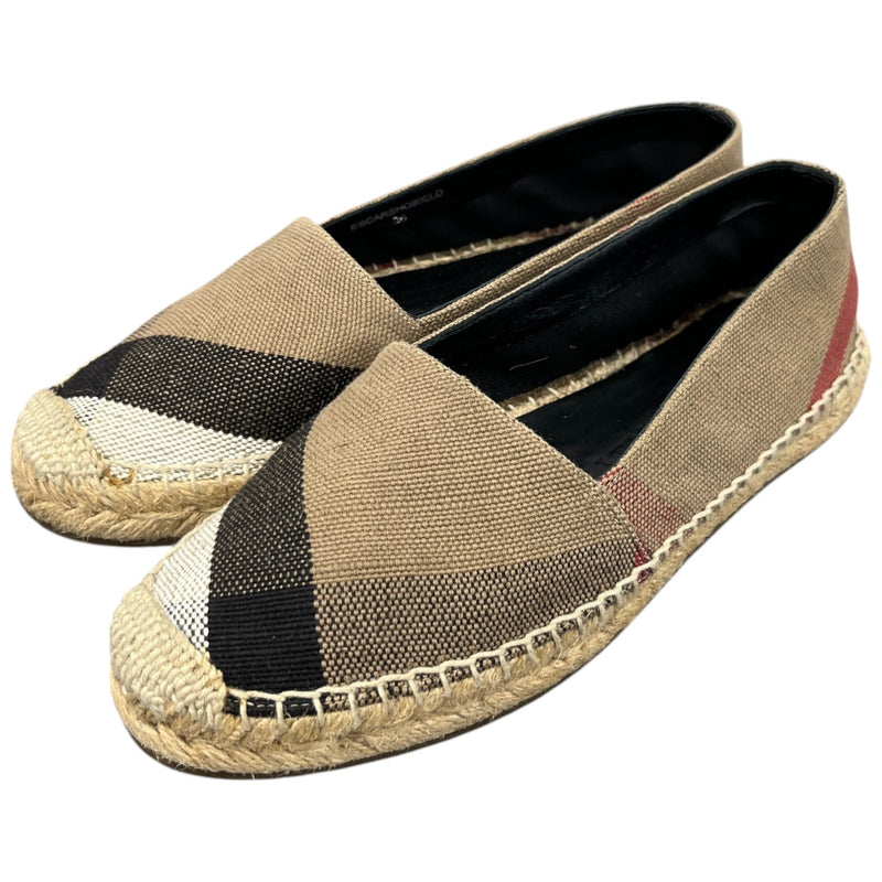 Burberry Women's House Check Hodgeson Espadrilles Beige Size 3