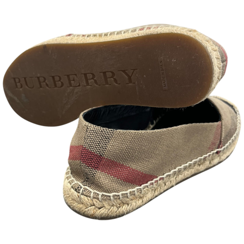 Burberry Women's House Check Hodgeson Espadrilles Beige Size 3