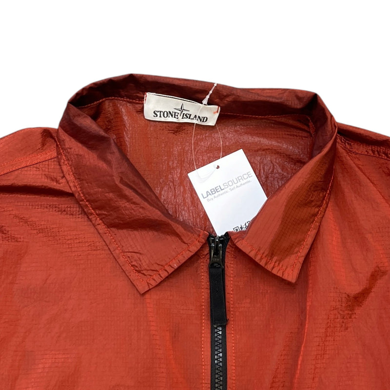 Men's Nylon Metal Applique Logo OverShirt Orange Size 3XL
