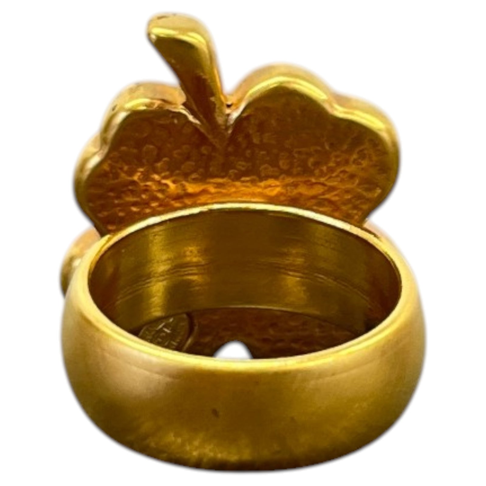 Women's CC Four Leaf Clover Ring Gold Size L - Photo 2