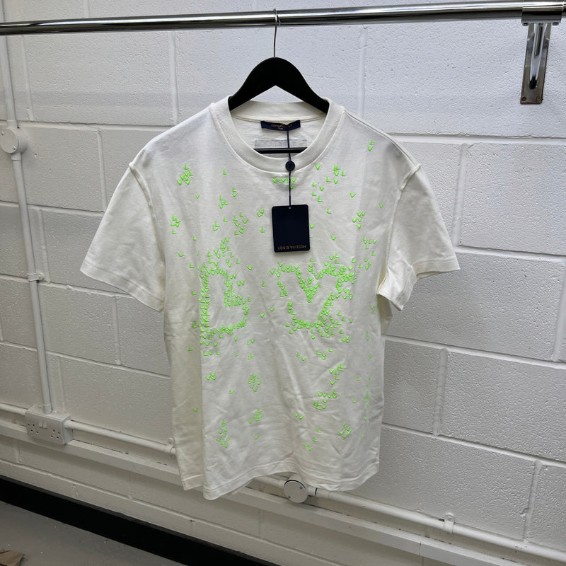 Men's LV Spread Embroidery T-Shirt White Size M