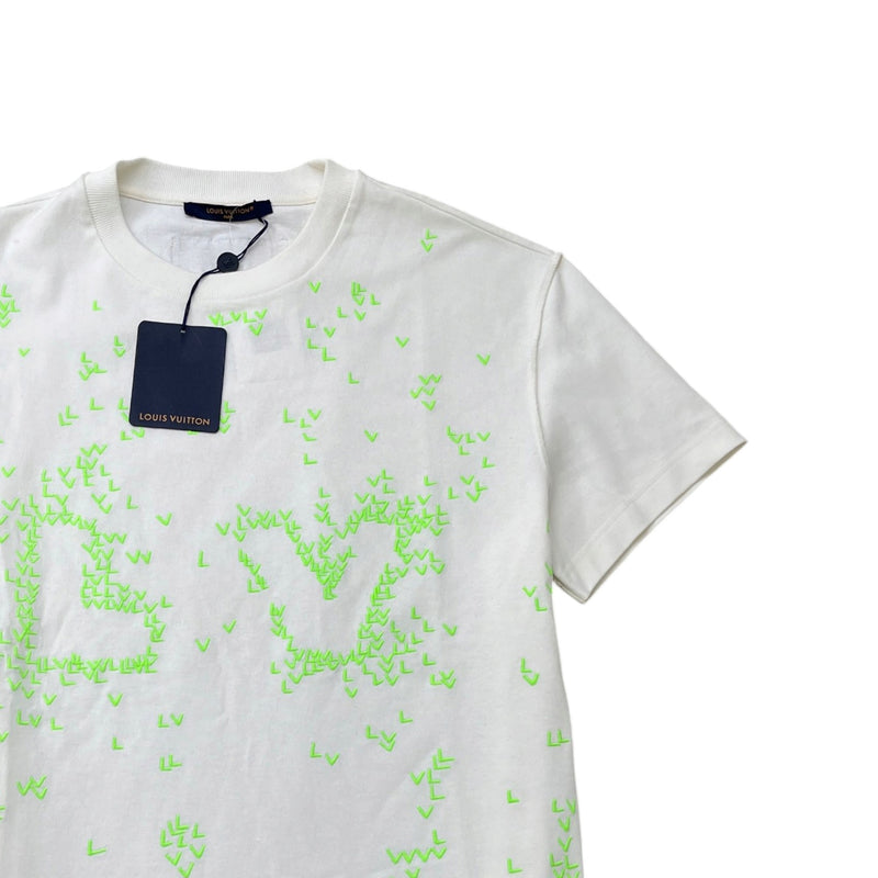Men's LV Spread Embroidery T-Shirt White Size M