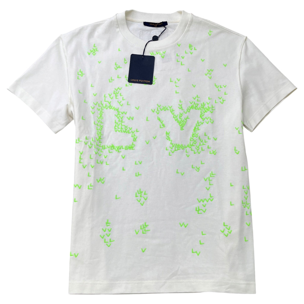 Men's LV Spread Embroidery T-Shirt White Size M - Photo 1