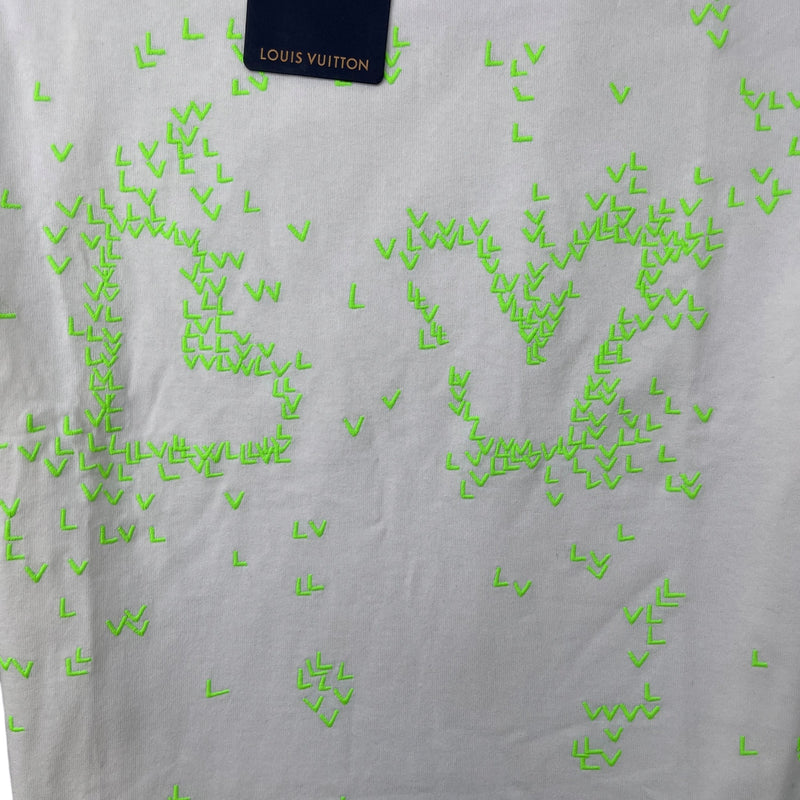 Men's LV Spread Embroidery T-Shirt White Size M