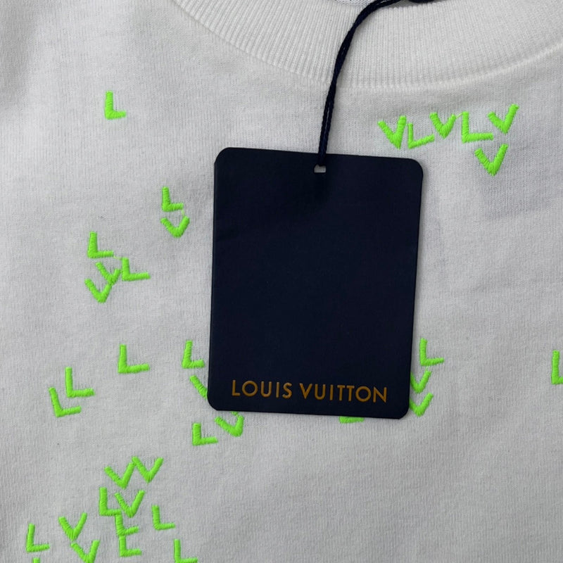 Men's LV Spread Embroidery T-Shirt White Size M