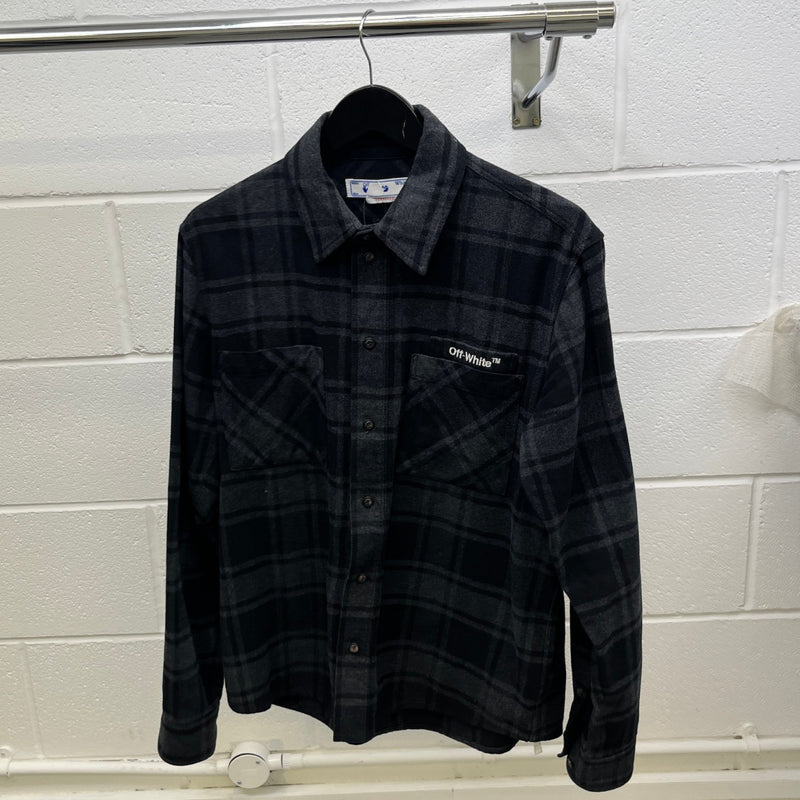 Men's Outline Arrows Flannel Long Sleeve Shirt Grey Size S