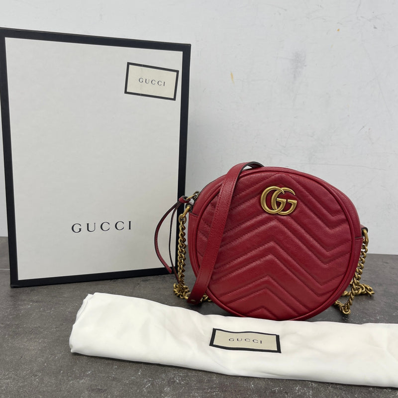 Women's Gg Marmont Mini Round Bag Red