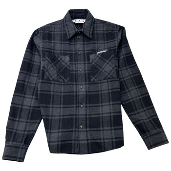 Men's Outline Arrows Flannel Long Sleeve Shirt Grey Size S